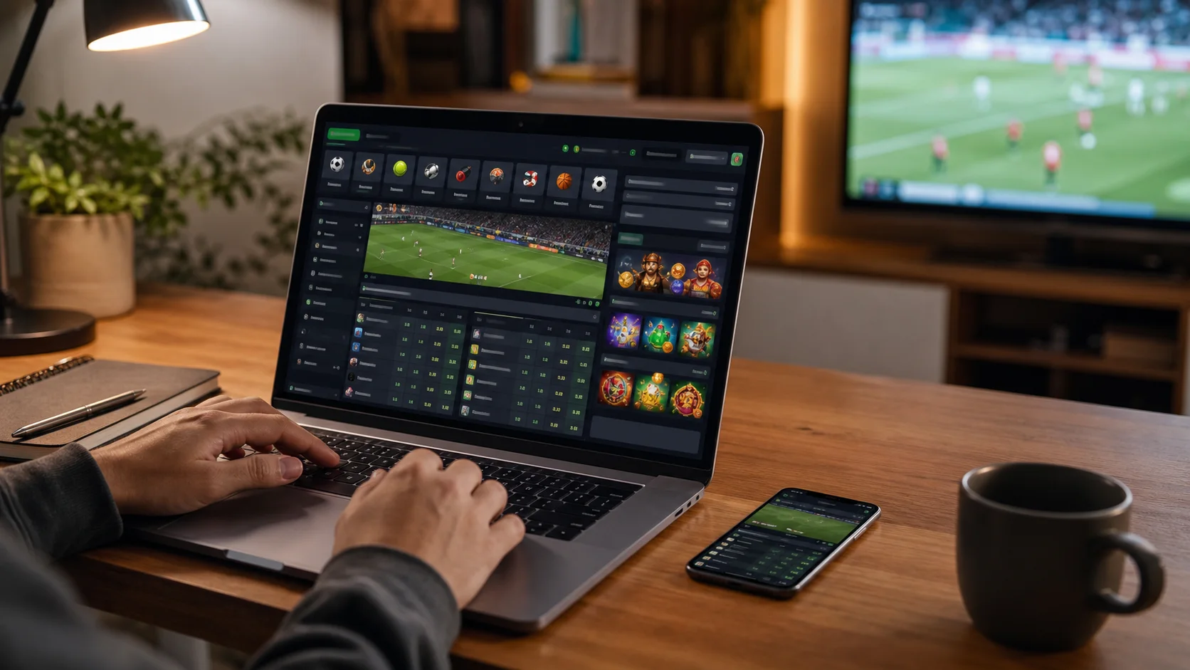 Plataforma parimatch em notebook e celular com apostas esportivas e cassino online